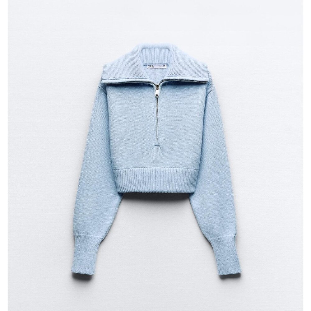 Zara light blue crop knit sweater